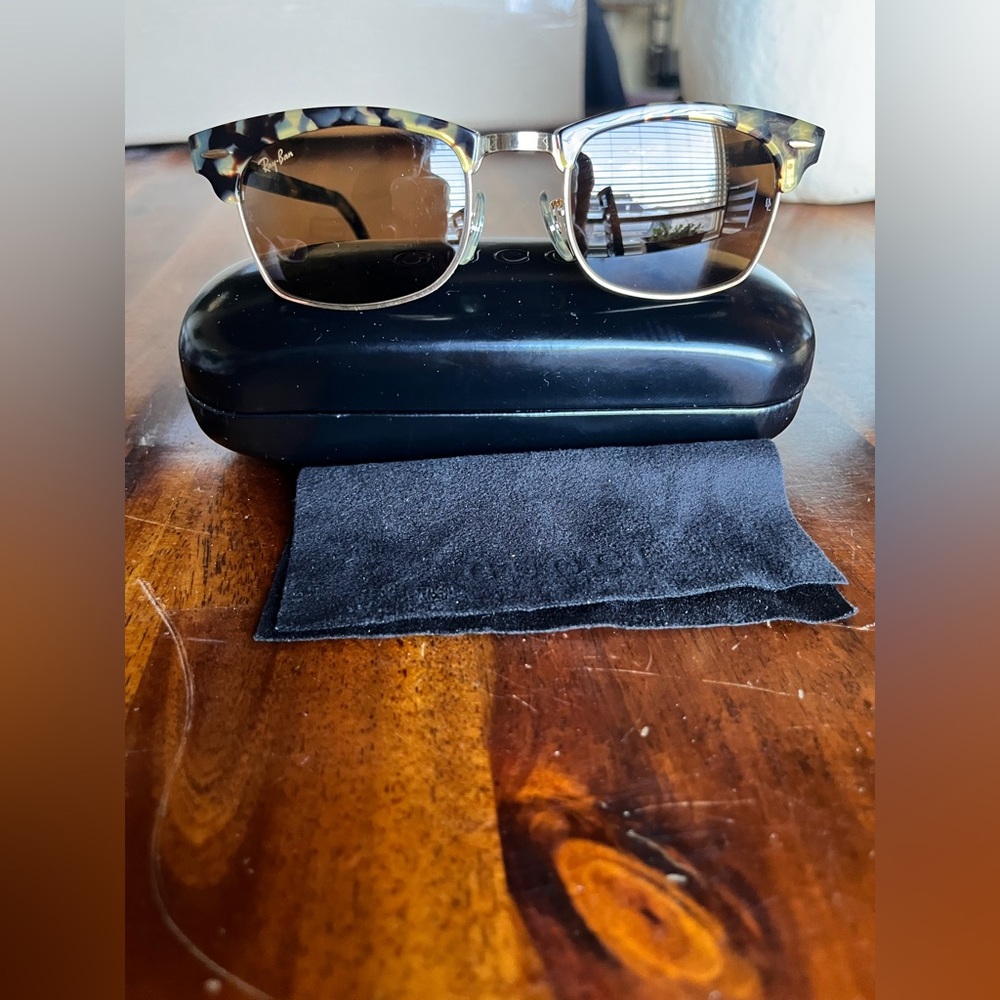 Ray-Ban W1483 Vintage Sq Clubmaster Sunglasses in Black and Gold Tortoise Shell